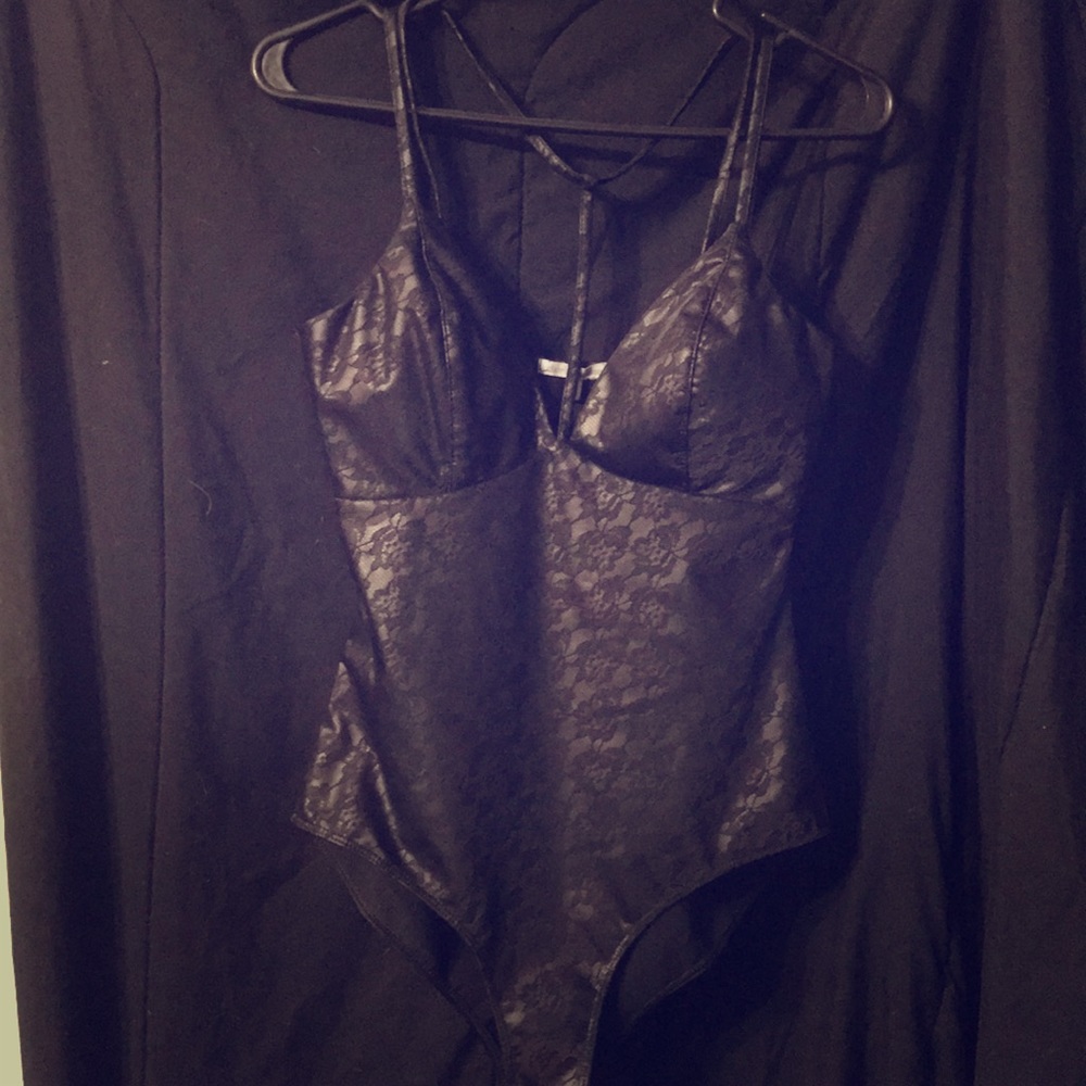 Black strappy bodysuit